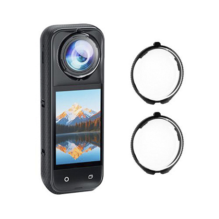Защитное стекло для объективов экшн камеры Insta360 X5 (2 штуки), на штатные крепления, PULUZ
