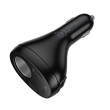 Разветвитель прикуривателя на 2 PD +1 USB +1 прикуриватель, Z61, с дисплеем, черный