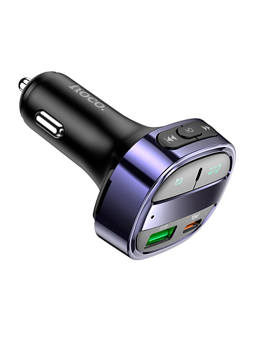 Bluetooth FM модулятор, E70, HOCO, 1 PD 30W+1 USB QC3.0, черный