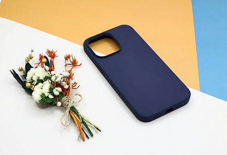 Чехол-накладка для iPhone 14 Pro Max, Silicon Case, без лого, темно-синий