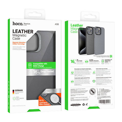 Чехол для iPhone 15 Pro, TPU+PU, Магнитный (MagSafe), AS8, HOCO, серый