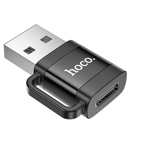 Переходник с USB (папа) на Type-C (мама), UA31D, HOCO, черный