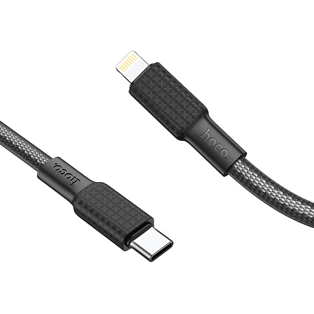 Кабель Lightning to Type-C (PD), HOCO, X69, 1м, черный с белым