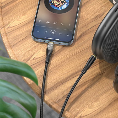 AUX Audio кабель 3,5 мм на Lightning, UPA25, HOCO, черный