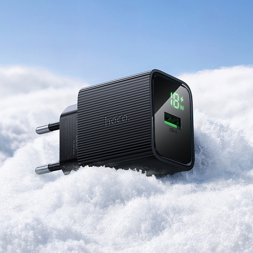 Сетевое зарядное устройство, 1 USB 3.0 QC (CS81A), HOCO, с дисплеем, черный