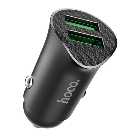 Автомобильное зарядное устройство, 2 USB 3.0 QC (Z39), 18W, HOCO, черный