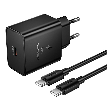 Сетевое зарядное устройство, 1 PD 45W (N77), HOCO,Type-C to Type-C, черный