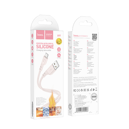 USB Кабель Type-C, HOCO, X97, 1м, силиконовый, светло-розовый