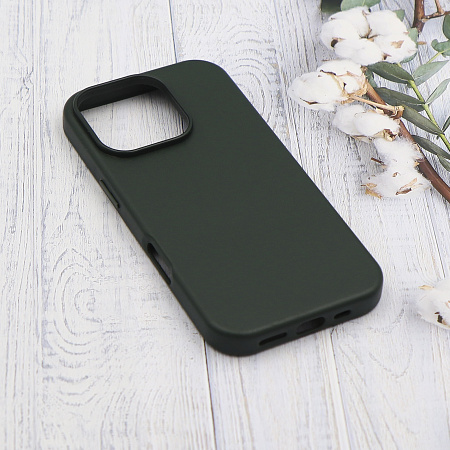 Чехол-накладка для iPhone 16 Pro Max, экокожа, магнитный (MagSafe), без лого, X-CASE, темно-зеленый