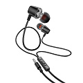 Проводные наушники M107, Discoverer universal earphones, HOCO, вакуумные, черный