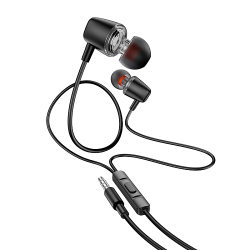 Проводные наушники M107, Discoverer universal earphones, HOCO, вакуумные, черный