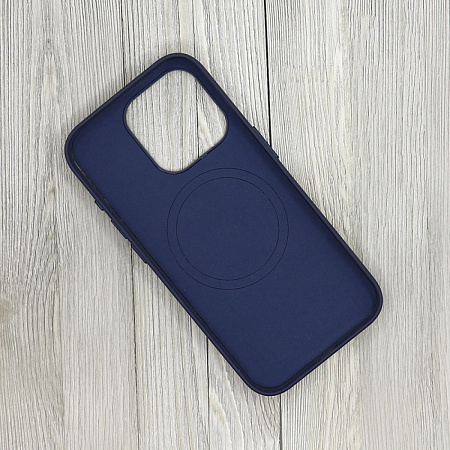 Чехол-накладка для iPhone 15 Pro, тканевый, магнитный (MagSafe), без лого, X-CASE, темно-синий