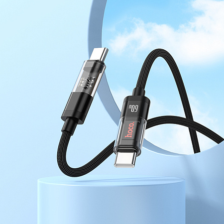 Кабель Type-C на Type-C, HOCO, U116, 60W, 1.2м, черный