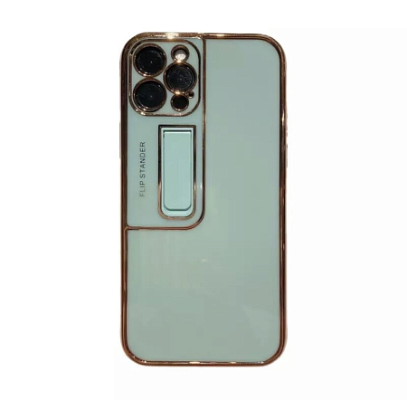 Чехол силиконовый для iPhone 13 Pro Max (6.7), глянцевый с подставкой, X-CASE, бирюзовый