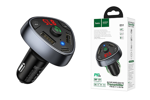 Bluetooth FM модулятор, E51, HOCO, черный