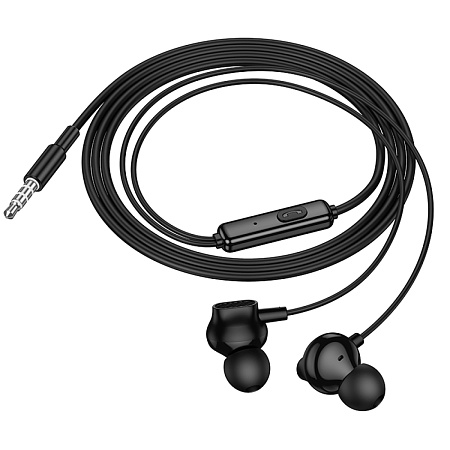 Проводные наушники M117, с микрофоном, HOCO, вакуумные, черные