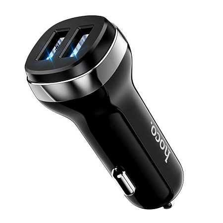 Автомобильное зарядное устройство, 2 USB 2.4A (Z40), HOCO, черный
