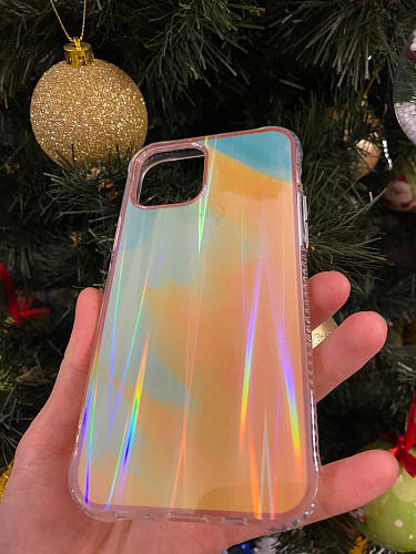 Чехол силиконовый для iPhone 12 (6.1)/12 PRO (6.1), переливающийся, X-CASE, салатовый с желтым