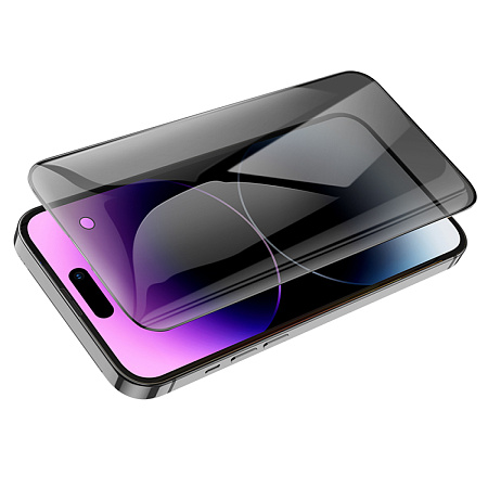 Защитное стекло для iPhone 15 Pro, G15, HOCO, Guardian shield series full-screen anti-spy tempered glass, черное