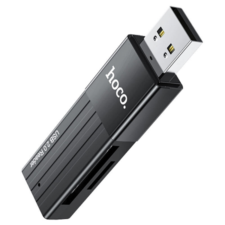 Картридер 2 в 1, USB 2.0, HB20, HOCO, поддержка TF/SD карт