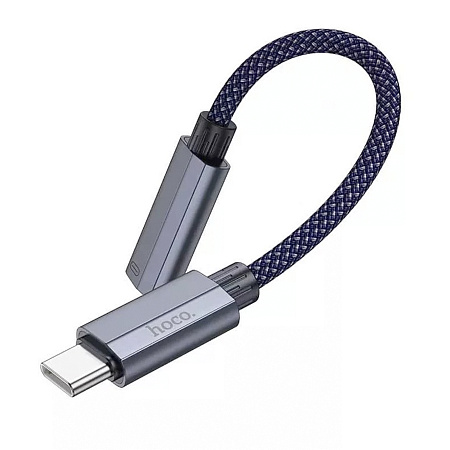 Переходник с Type-C (папа) на lightning (мама), UA29A, HOCO, с проводом 15 см, темно-синий