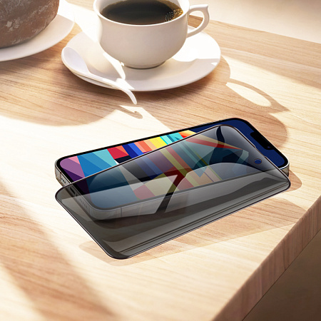 Защитное стекло для iPhone 15 Plus/16 Plus, A12 Pro, HOCO, Privacy Nano 3D full screen edges, черное