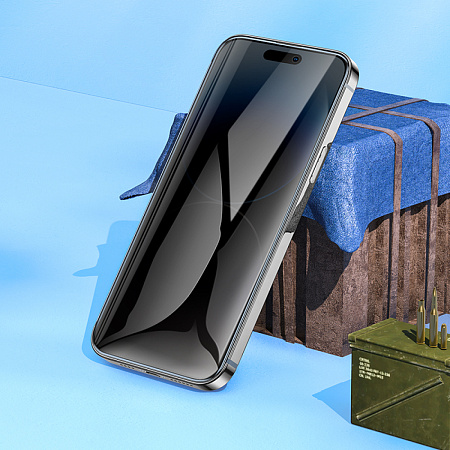 Защитное стекло для iPhone 15 Pro, A34 Plus, HOCO, Антишпионское стекло, черное