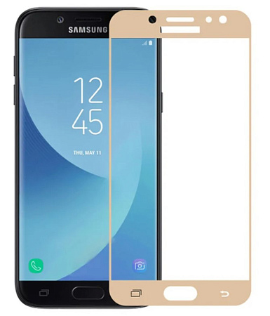 Защитное стекло на Samsung J530F, Galaxy J5 (2017), 3D, золотой, X-CASE