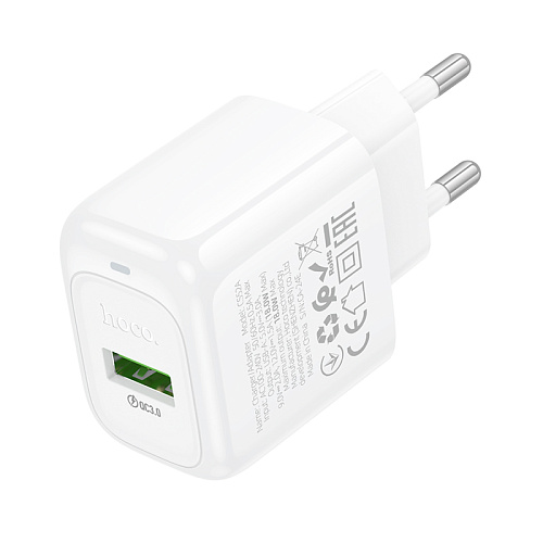 Сетевое зарядное устройство, 1 USB 3.0 QC (CS52A), HOCO, белый