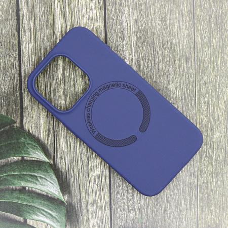 Чехол-накладка для iPhone 15 Pro, Silicon Case, магнитный (MagSafe), без лого, X-CASE, темно-синий