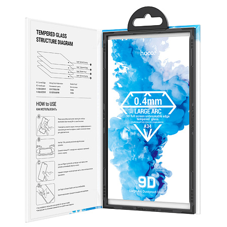 Защитное стекло для iPhone 16 Pro, A34, HOCO, 9D large arc dustproof glass, черное