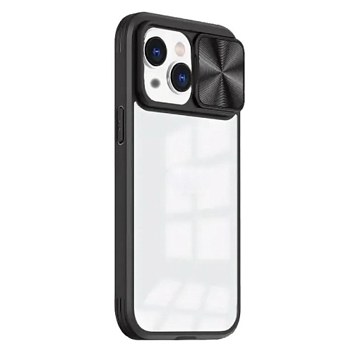 Чехол силиконовый для iPhone 14 (6.1), с выдвижной защитой камеры, X-CASE, черный
