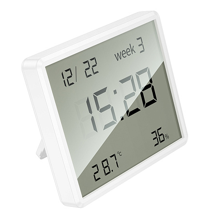 Электронные часы, гигрометр и термометр, HX41, HOCO, дисплей: LCD, белый