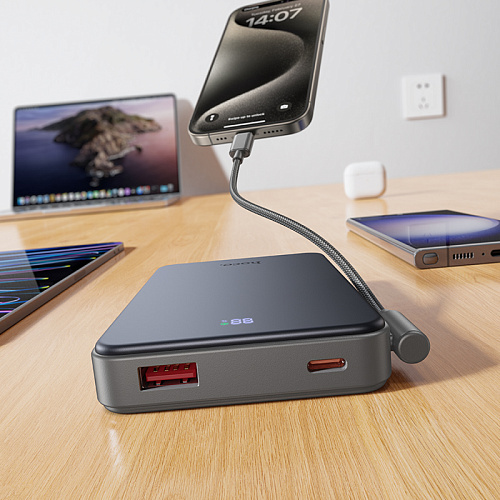 Универсальный Доп. Аккумулятор 10000mAh, J170, HOCO, выход: 1 USB (22.5), 1 PD (20W), с кабелем Type-C to Type-C, черный