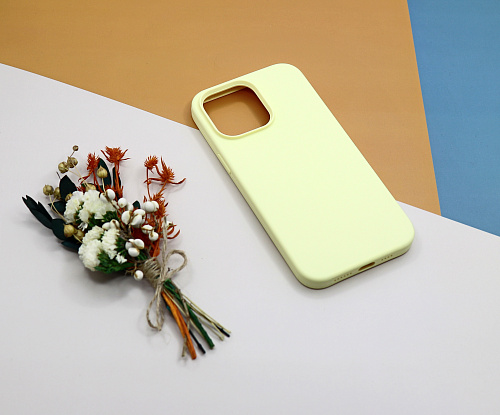 Чехол-накладка для iPhone 14 Pro Max, Silicon Case, без лого, молочный