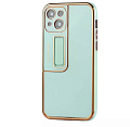 Чехол силиконовый для iPhone 13 (6.1), глянцевый с подставкой, X-CASE, бирюзовый