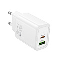Сетевое зарядное устройство, 1 PD 20W + 1 USB 3.0 QC (N61), HOCO, белый