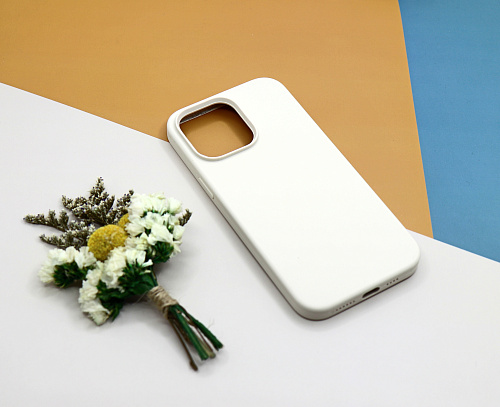 Чехол-накладка для iPhone 14 Pro Max, Silicon Case, без лого, слоновая кость