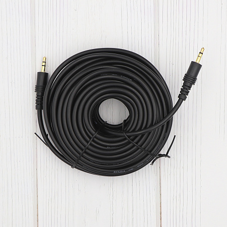 AUX Audio кабель 3,5 мм папа- 3,5 мм папа, 15 метров, цвет черный