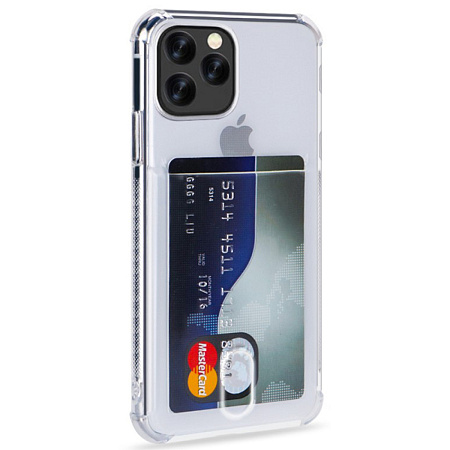 Чехол силиконовый для iPhone 15 Pro (6.1), с карманом для карты, X-CASE, прозрачный