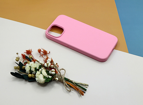 Чехол-накладка для iPhone 14, Silicon Case, без лого, бледно-розовый