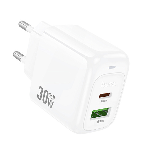 Сетевое зарядное устройство, 1 USB 3.0 QC+1 PD 30W (CS55A), HOCO, белый