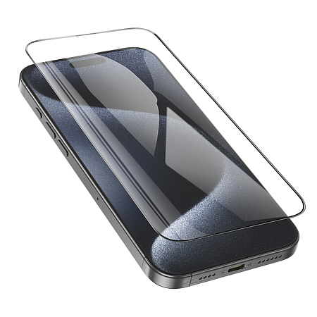 Защитное стекло для iPhone 16 Pro, G14, HOCO, Guardian shield series full-screen HD tempered glass, черное