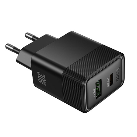 Сетевое зарядное устройство, 1 PD 30W + 1 USB 3.0 QC (CS112A), HOCO, черный