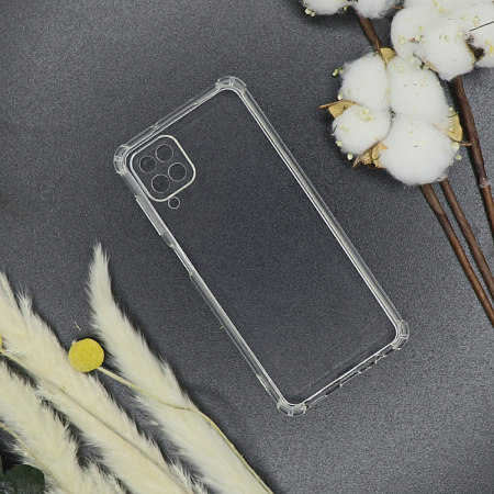 Чехол силиконовый для Samsung Galaxy A12 (4G/5G)/M12/F12, микс, усиленные края, X-CASE, прозрачный