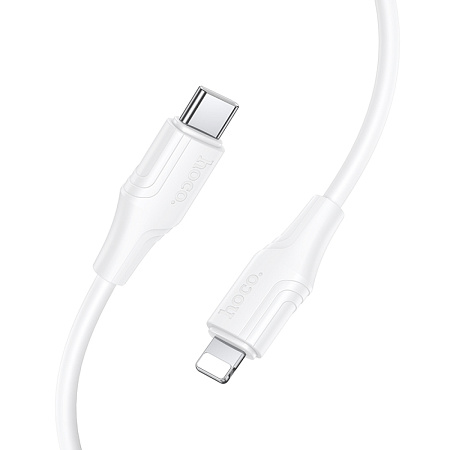 Кабель Lightning to Type-C (PD), HOCO, X124, 1м, силиконовый, 27W, белый