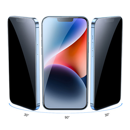 Защитное стекло на iPhone 13 Pro Max (6.7)/14 Plus, A12 Pro, HOCO, Privacy Nano 3D full screen edges, черное