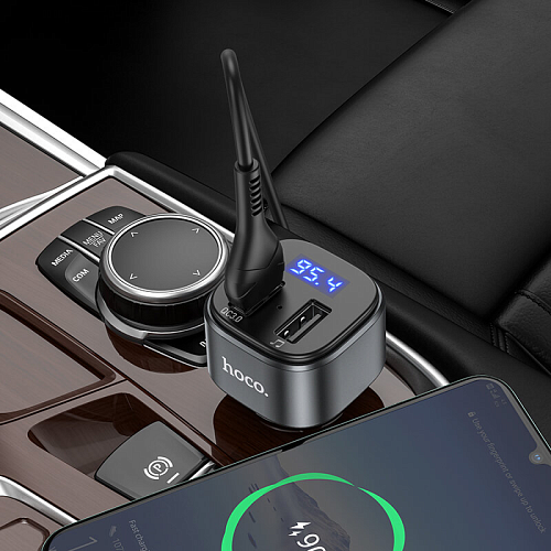 Bluetooth FM модулятор с Bluetooth, E67, HOCO, черный