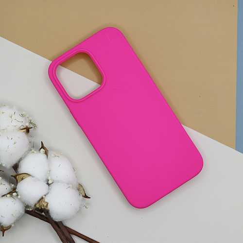 Чехол-накладка для iPhone 14 Pro Max, Silicon Case, без лого, ярко-розовый