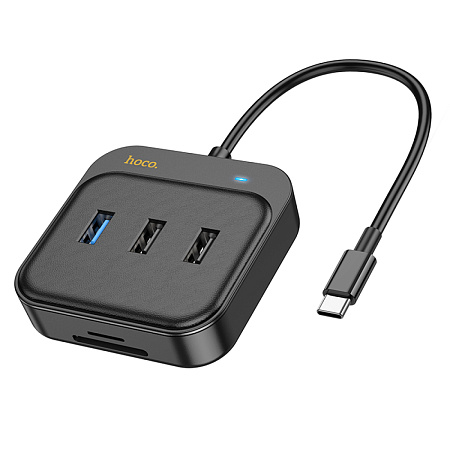 USB Хаб (HB38) с 1 Type-C на HDMI+SD/TF+1 USB 3.0+2 USB 2.0+1 PD, HOCO, черный